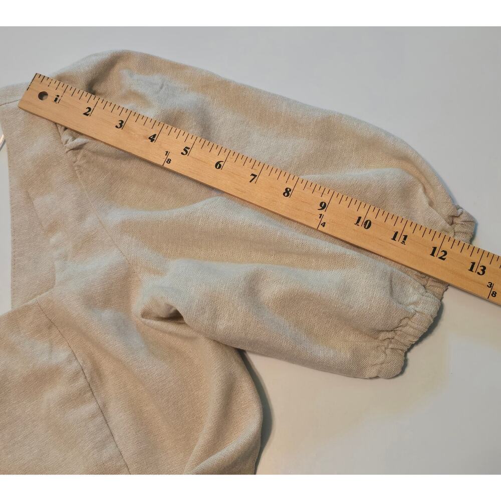 Old Navy Mini Dress Womens Size Medium Beige Linen Blend Smocked Cottagecore NWT - Picture 9 of 11